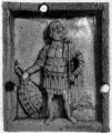Ivory plaque of a standing warrior in Antique muscled cuirass, 10th century. Dumbarton Oaks collection, Washington DC, byzantine.jpg