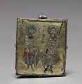 Enkolpion with the Crucifixion (front) and Saints Theodore and George (back), 1080-1120 Byzantium, Constantinople, Byzantine period, 11th-12th century.jpg